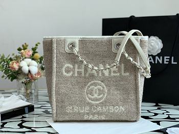 Chanel Shopping Bag 28 Gray Canvas 