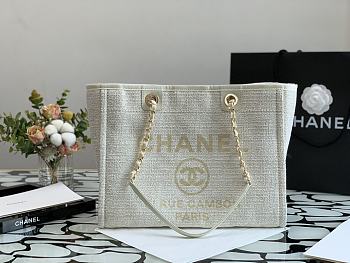 Chanel Shopping Bag 36 Beige Canvas 