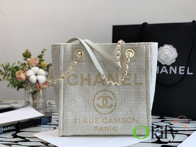 Chanel Shopping Bag 28 Beige Canvas  - 1