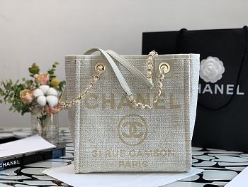 Chanel Shopping Bag 28 Beige Canvas 