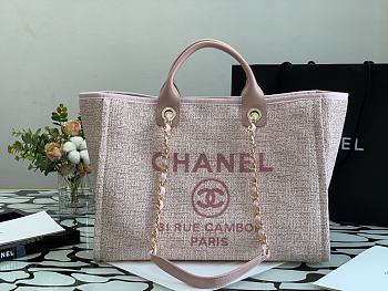 Chanel Shopping Bag 38 Pink Canvas 