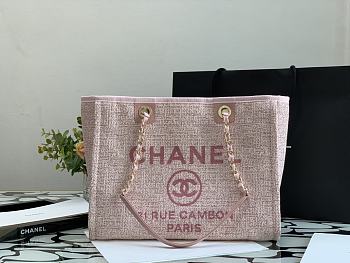 Chanel Shopping Bag 36 Pink Canvas 