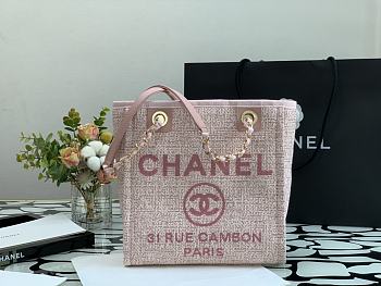 Chanel Shopping Bag 28 Pink Canvas 