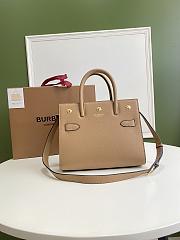 Burberry Small Title Check 26 Tote Bag Beige Calfskin - 1