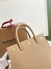 Burberry Small Title Check 26 Tote Bag Beige Calfskin - 5