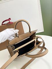 Burberry Small Title Check 26 Tote Bag Beige Calfskin - 3