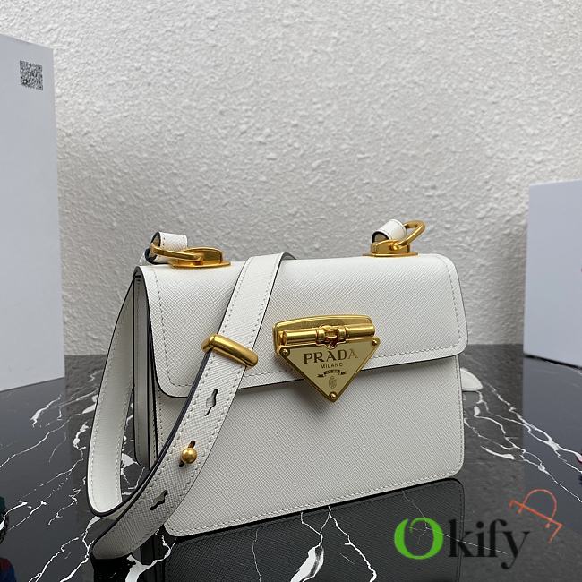 Prada Symbole 20 Saffiano White Leather 1BD270 - 1