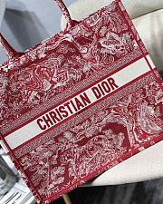 Dior Book Tote Large 41.5 Red Toile de Jouy Embroidery 7427 - 5