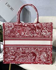 Dior Book Tote Large 41.5 Red Toile de Jouy Embroidery 7427 - 4