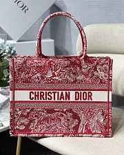 Dior Book Tote 36 Red Toile de Jouy Embroidery 7428 - 1