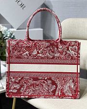 Dior Book Tote 36 Red Toile de Jouy Embroidery 7428 - 5