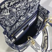 Dior Lady D'Lite Blue Toile de Jouy Reverse Embroidery M0565 23.5cm - 4