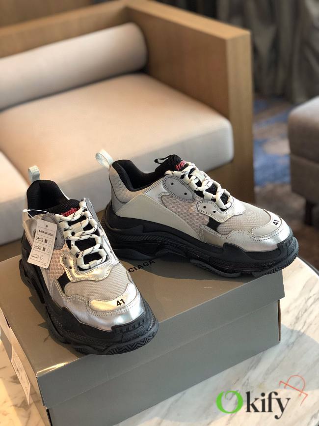 Balenciaga Triple S Sneaker Silver and Black 7504 - 1