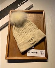 Chanel wool single hat-with fox hair ball - 2