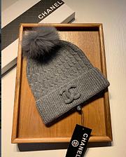 Chanel wool single hat-with fox hair ball - 4