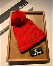 Chanel wool single hat-with fox hair ball - 3