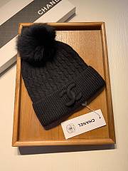 Chanel wool single hat-with fox hair ball - 5
