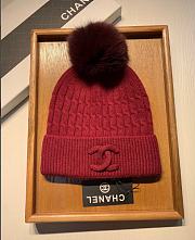 Chanel wool single hat-with fox hair ball - 6
