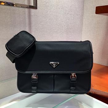 Prada Nylon and Saffiano Leather Bag 32 Black 2VD768B 