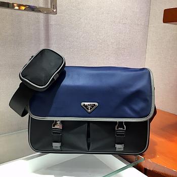 Prada Nylon and Saffiano Leather Bag 32 Navy Blue 2VD768B