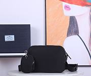 Prada Nylon and Saffiano Leather Bag 23 Black 2VH048  - 3
