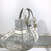 Dior Lady D'Lite Gray Toile de Jouy Reverse Embroidery M0565 23.5cm - 6