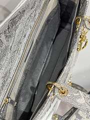 Dior Lady D'Lite Gray Toile de Jouy Reverse Embroidery M0565L 32cm - 5