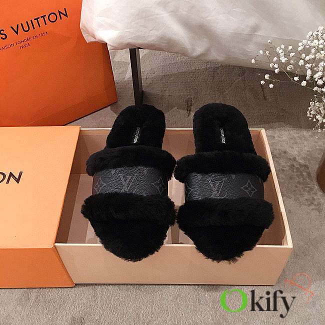 Louis Vuitton Lock It Flat Mule Black 7622 Slipper - 1