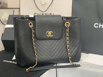 Chanel Shopping Bag V Quilter Black Leather 32cmm
