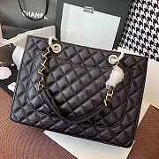 Chanel Shopping Bag 34 Black Grained Calfskin Gold Chain - 5