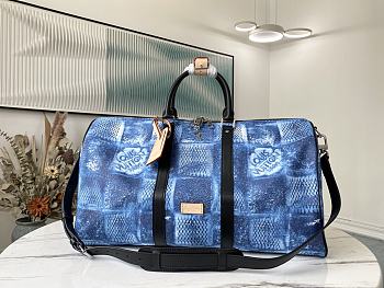 Louis Vuitton Keepall 50 BANDOULIÈRE Blue N50069