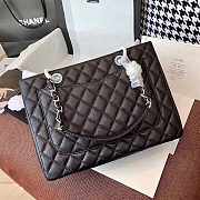 Chanel Shopping Bag 34 Black Grained Calfskin Silver Chain - 5