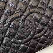 Chanel Shopping Bag 34 Black Grained Calfskin Silver Chain - 6