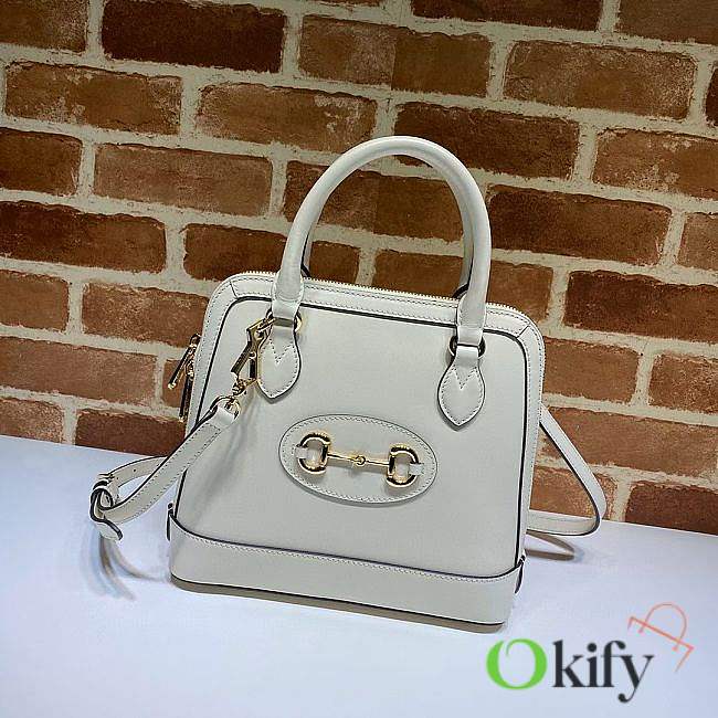 Gucci Horsebit 1955 Small Top Handle 25 White Leather 621220 - 1