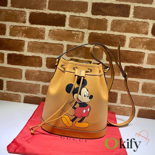 Gucci Disney Printed 25.5 Bucket Brown Leather 602691 - 1