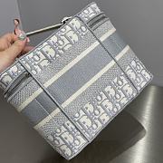 Dior gray embroidered canvas 25 cosmetic bag - 5