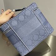 Dior dusty blue embroidered canvas 25 cosmetic bag - 5