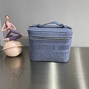 Dior dusty blue embroidered canvas 25 cosmetic bag - 1
