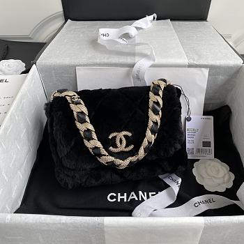 Chanel Shearing Lambskin Black 21.5 Flapbag AS2240