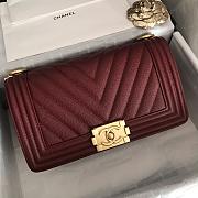 Chanel Le Boy 25 Wine Red Caviar Gold Buckle 67086 - 4