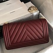 Chanel Le Boy 25 Wine Red Caviar Gold Buckle 67086 - 3