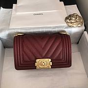 Chanel Le Boy 20 Wine Red Caviar Gold Buckle 67086 - 2