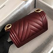 Chanel Le Boy 20 Wine Red Caviar Gold Buckle 67086 - 4