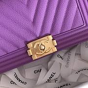 Chanel Le Boy 25 Purple Caviar Gold Buckle 67086 - 3