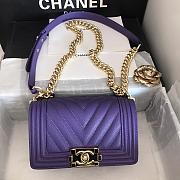 Chanel Le Boy 20 Purple Caviar Gold Buckle 67086 - 1
