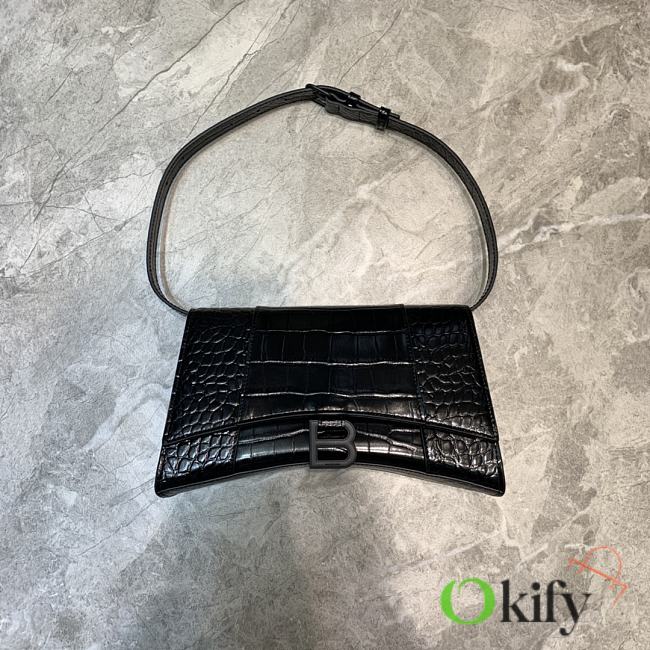 Balenciaga hourglass 25 shoulder bag crocodile pattern black - 1