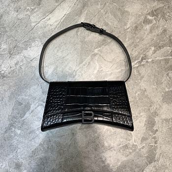 Balenciaga hourglass 25 shoulder bag crocodile pattern black