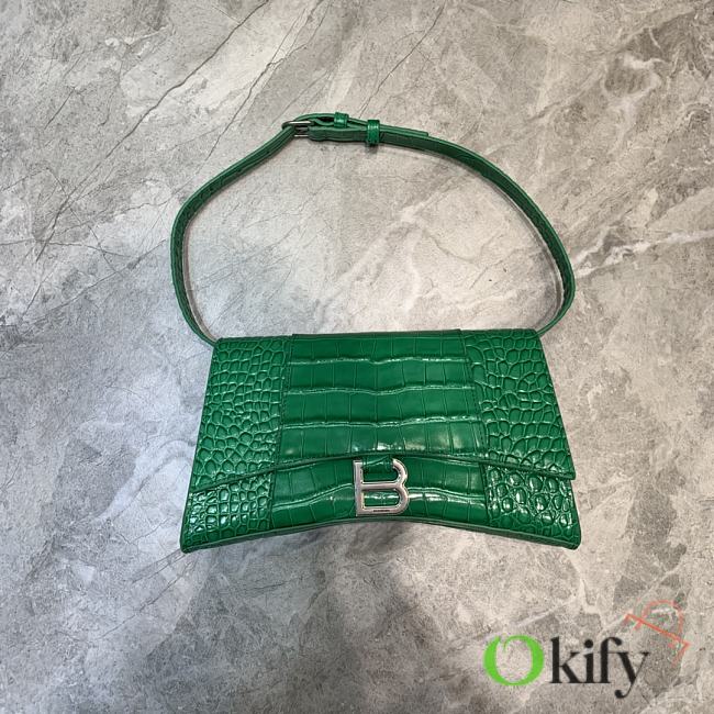 Balenciaga hourglass 25 shoulder bag crocodile pattern green - 1