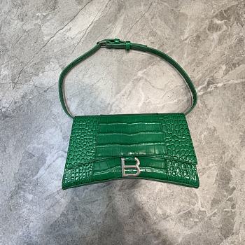 Balenciaga hourglass 25 shoulder bag crocodile pattern green
