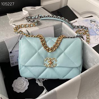 Chanel 19 Handbag Soft Lambskin 26 Medium Blue Celeste AS1160